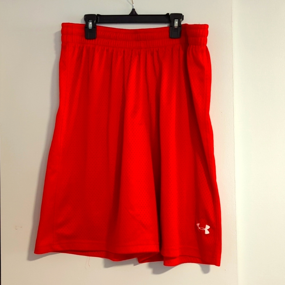 Under Armour Men's Heat Gear Mesh Athletic Shorts Red XL